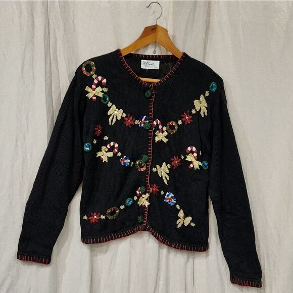 Vintage All Points Ugly Christmas Sweater Knit - Picture 1 of 11